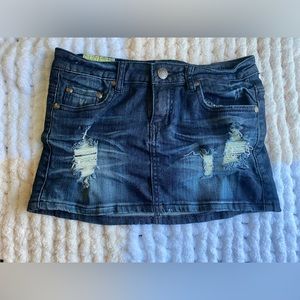 Distressed Denim Mini Skirt